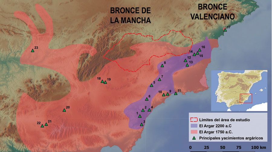 Mapa fronteres Argar edat bonze sudest ibèric