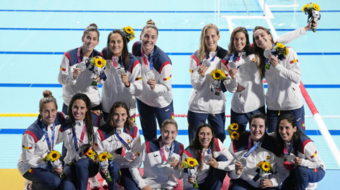 Foto de la selecció femenina de wp que va guanyar la plata olímpica el 2020.
