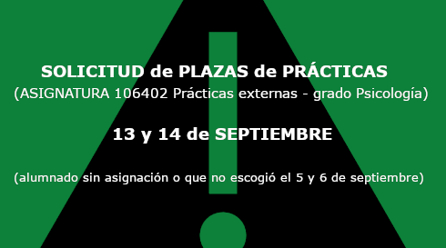 Solicitud de plazas 106402 Prácticas externas - 13/14 septiembre