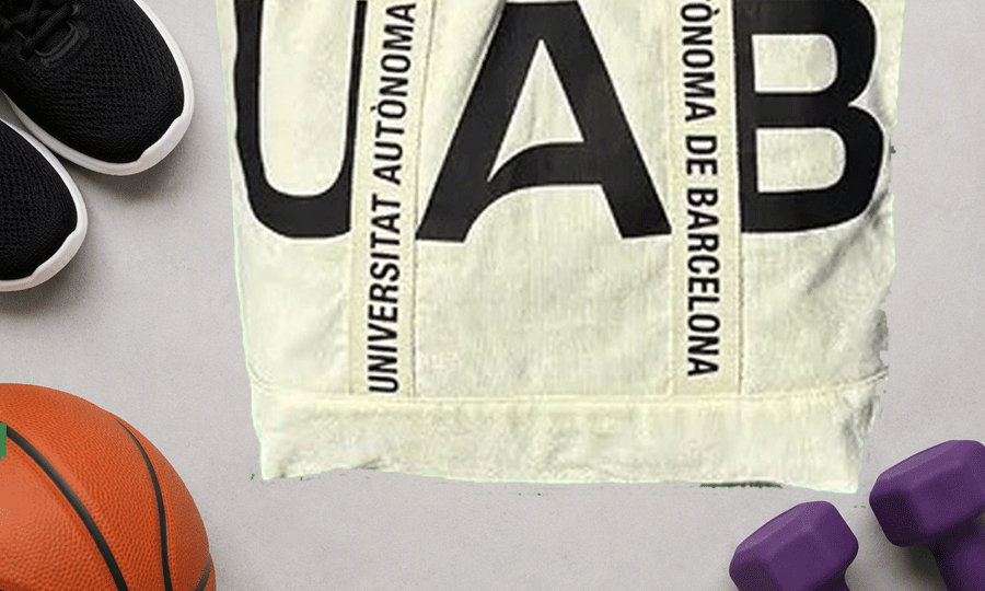 bossa de la UAB envoltada d'elements esportius