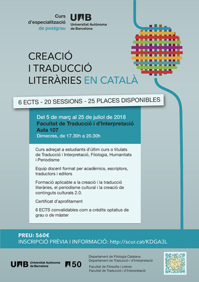 Nuevo Curso En Creacion Y Traduccion Literaria En Catalan Departamento De Traduccion Y De Interpretacion Y De Estudios De Asia Oriental Uab Barcelona