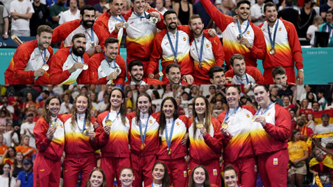 Equps de waterpolo i handbol medallistes