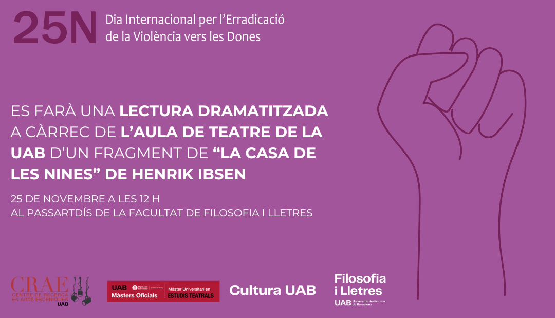 Cartell informatiu sobre una lectura dramatitzada pel 25n 