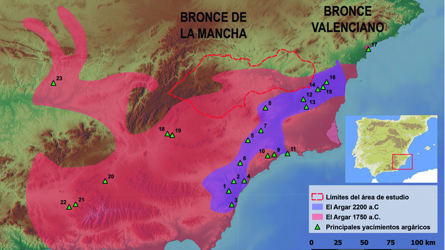 Mapa fronteres Argar edat bonze sudest ibèric