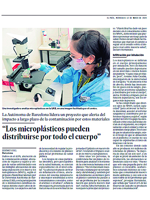 Notícia a El País sobre el projecte PlasticHeal