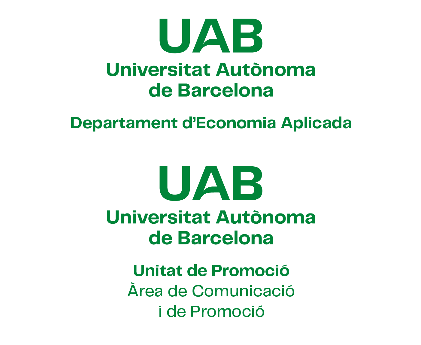 Exemples de construcció de la composició horitzontal amb versió 1 del logotip UAB
