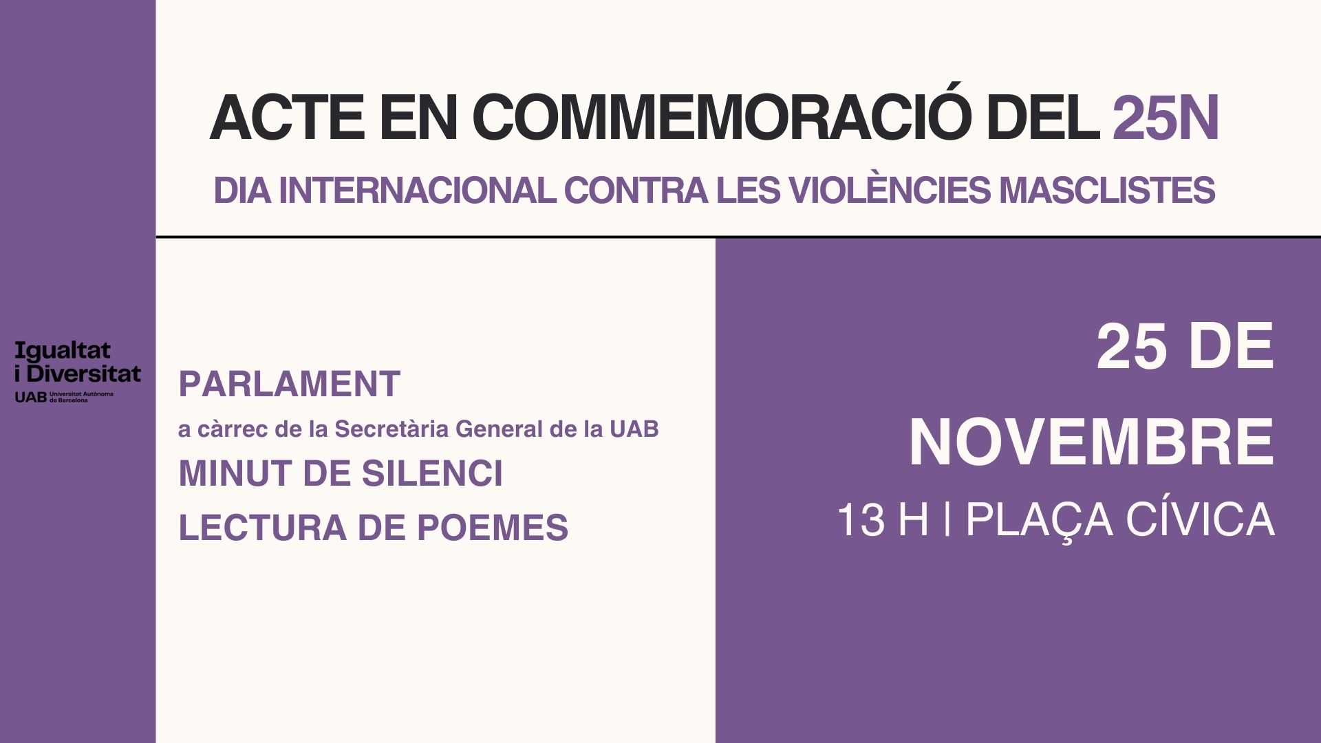 25 Novembre Dia Internacional contra la Violència Masclista