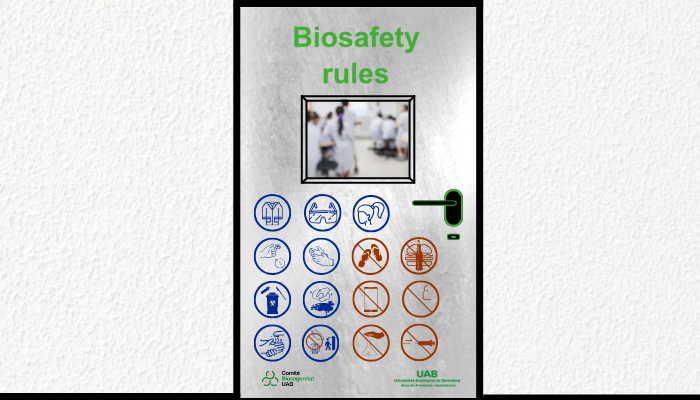 door with biosafety rules