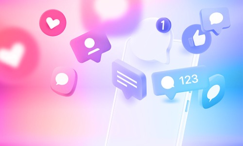 image with conversation icons that seek to represent the concept of social media