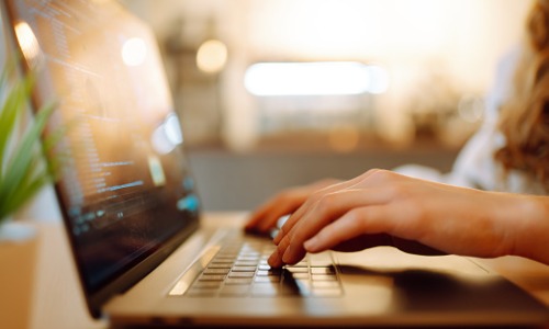 Image of a person working with a laptop