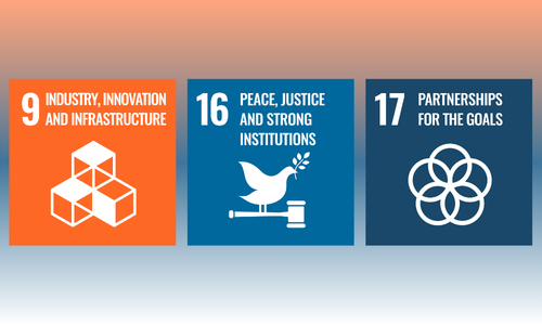 Image SDG Industry, innovation, infrastructure, peace, justice and solid institutions, alliance for the goals