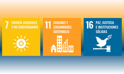 Imagen ODS Energia limpia, ciudades y comunidades sostenibles, paz, justicia e instituciones sólidas