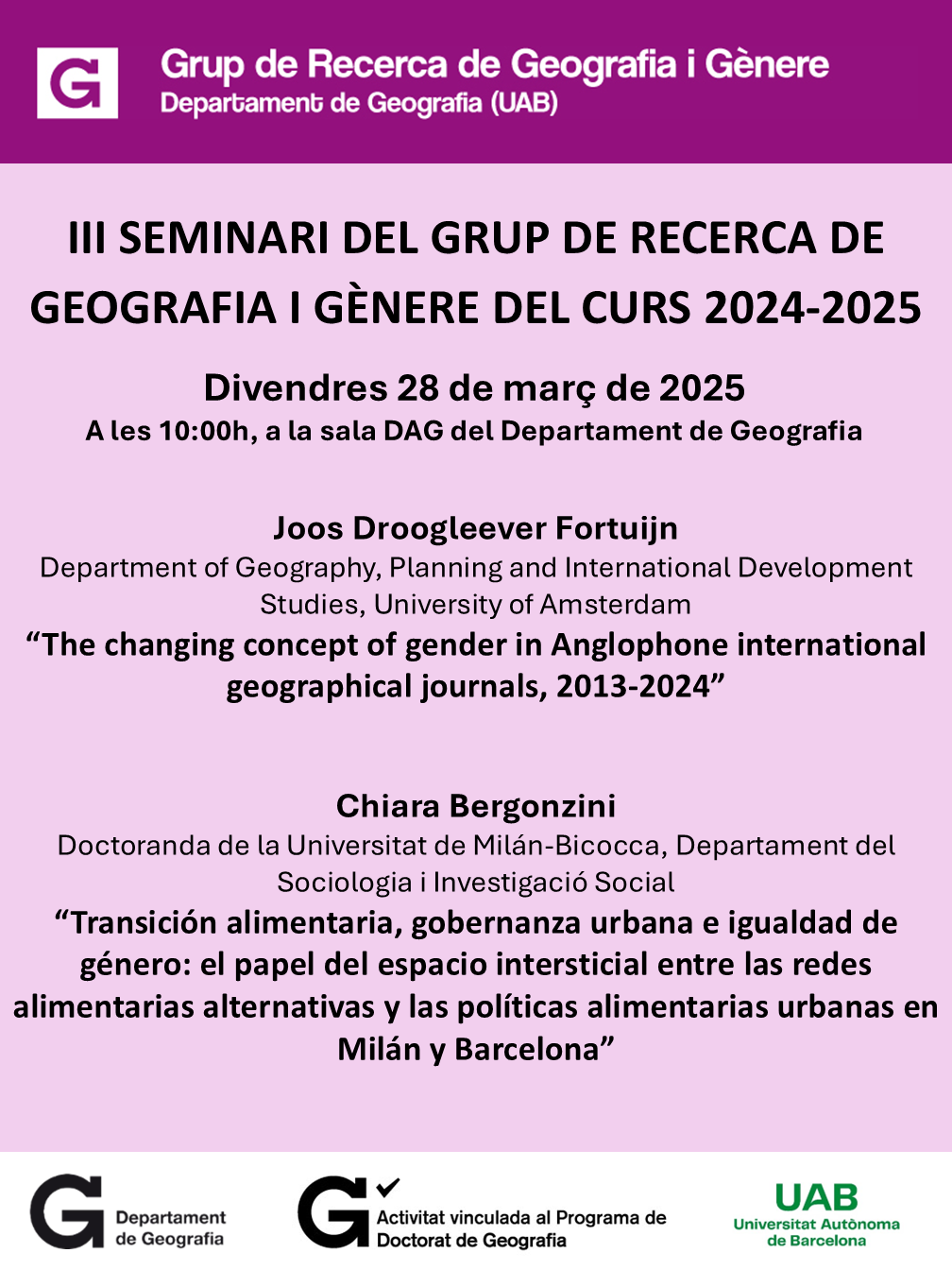 III Seminari Gènere 24-25