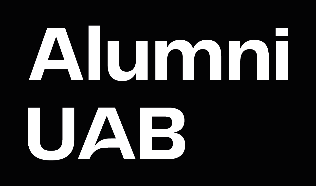 Logotip Alumni UAB dues linies negatiu